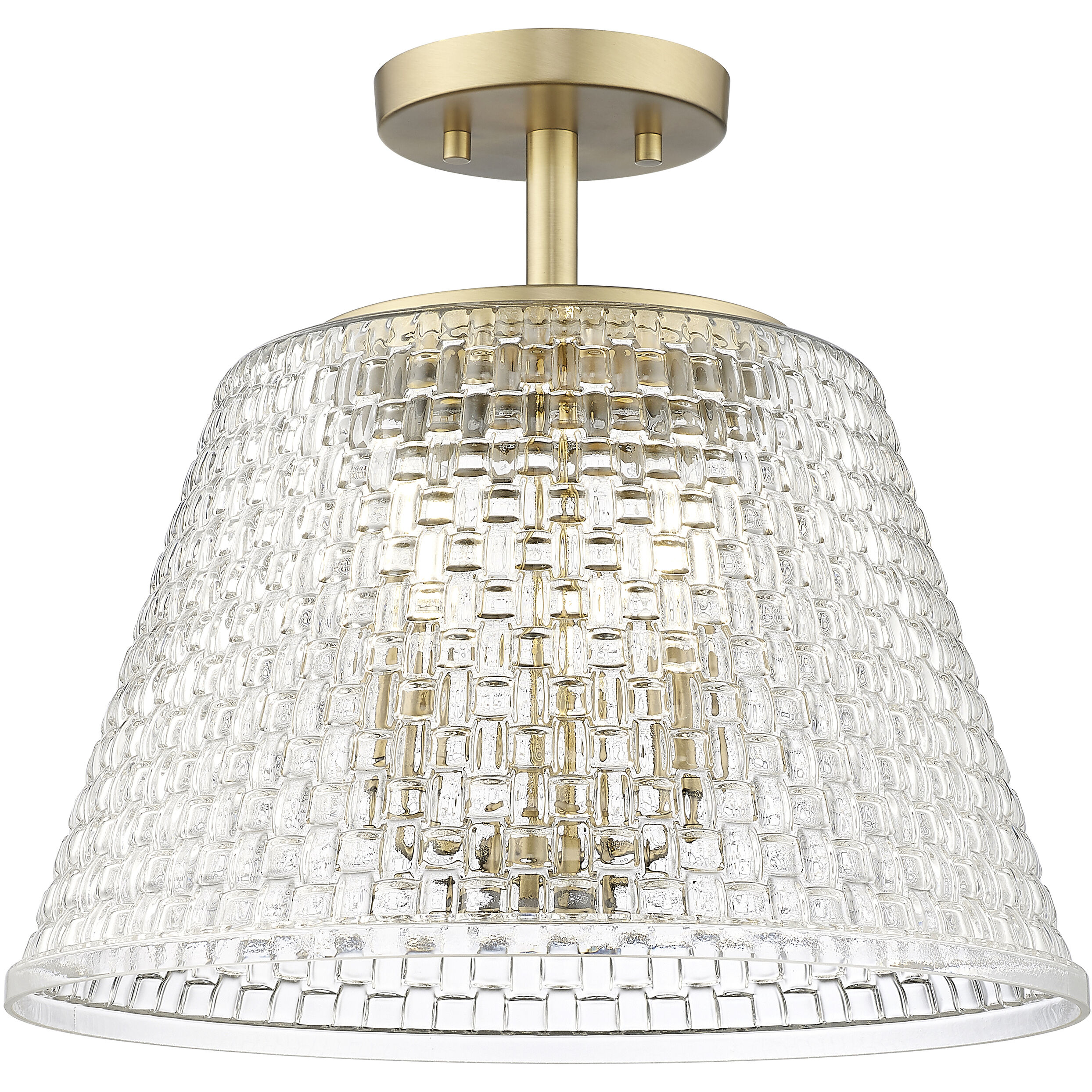 Saben 3 Light 15 inch Vintage Brass Semi-Flush Mount Ceiling Light